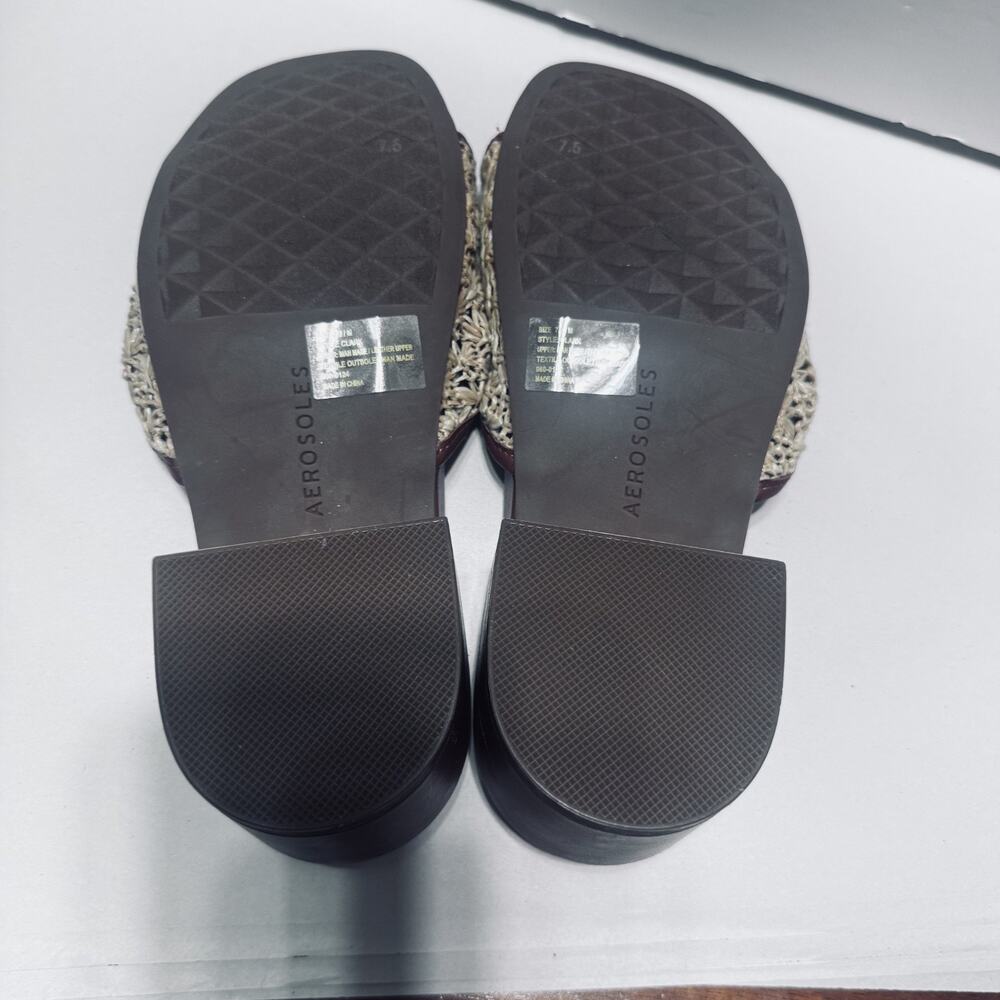 Aerosoles Womens Clark Woven Raffia Leather Sandals Slides 7.5 chunky heel - Picture 6 of 7